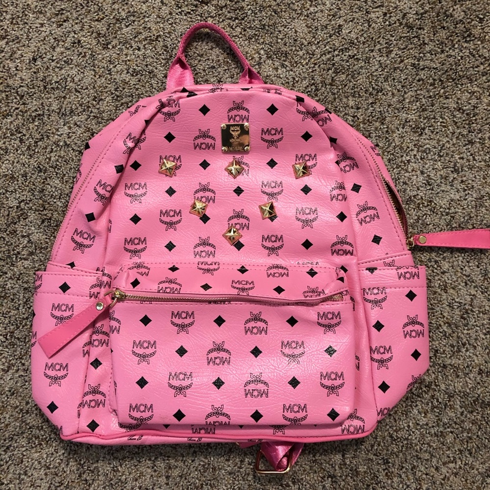 Mcm inspired pink backpack